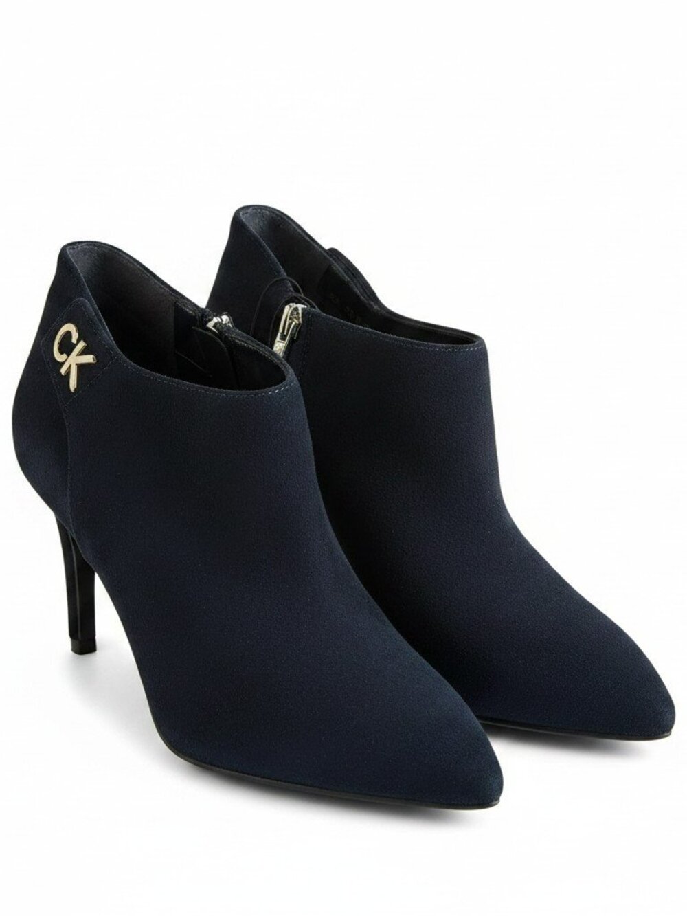NWOB Calvin Klein Kchally Stiletto Heel Navy Suede Ankle Booties 7 1/2